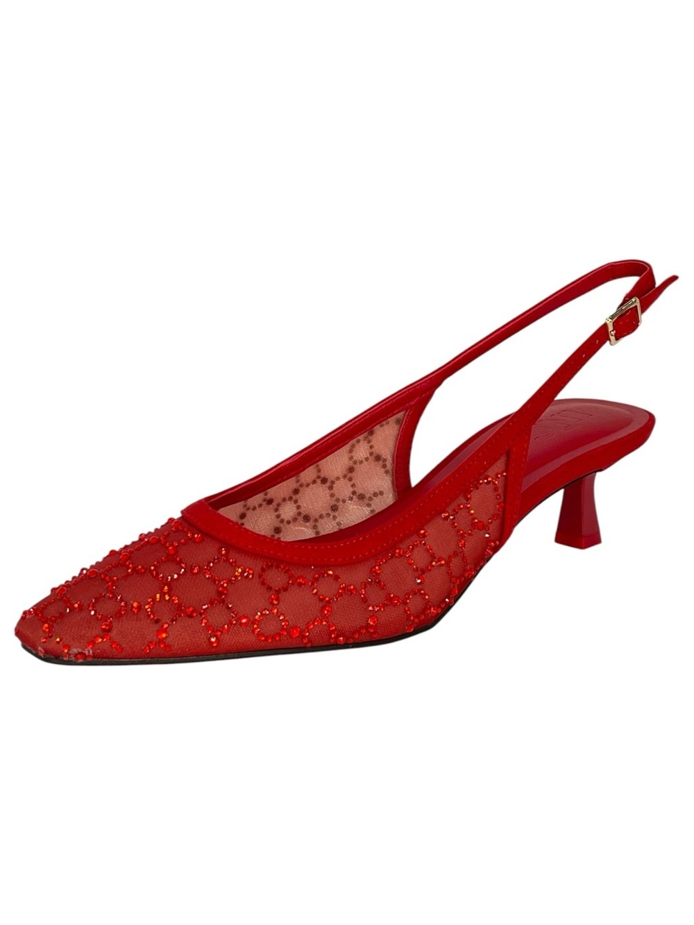 INC Gemini Red Rhinestone Slingback Low Top Womens Heels Size 7M - Picture 2 of 13